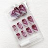 Square Press on Nails Glossy False Nails Short Length Acrylic Nails Geometry Fake Nails Purple and White Glue on Nails with Broken Glass Design Stick on Nails Full Cover Nails for Women 24 Pcs
