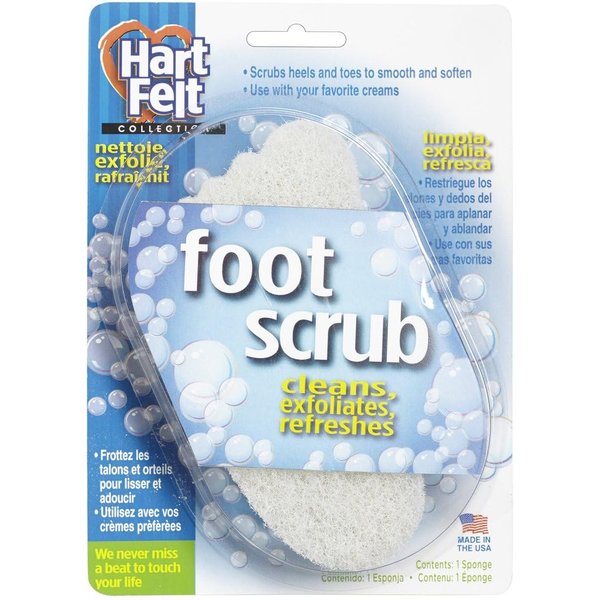 HartFelt Foot Scrub Sponge Exfoliator, Callus and Dead Skin Remover for Heel, Toes, and Foot, 1 Count, White