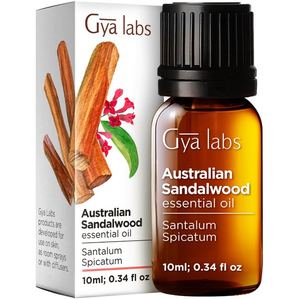 Gya Labs Australian Sandalwood Essential Oil - 0.34 Fl Oz - for Hair, Skin, Diffuser, Aromatherapy & DIY Candle Making Scent