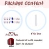 BABALAL Coffin Press on Nails Long Fake Nails Blue French Tip Heart Glue on Nails Rhinestone Ballerina Acrylic Nails for Women and Girls 24Pcs Valentines Nails Press on