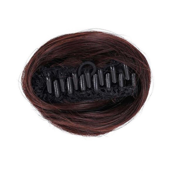 onemily Space Bun Hairpieces Mini Claw Clip in Hair Bun Messy Cat Ears Hair Extension Donut Wig Accessory Straight Hair Scrunchies for Women(1PC Dark Brown)