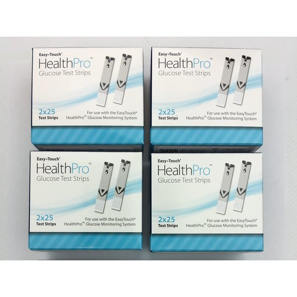 HealthPro Glucose Test Strips - 200 Count (4 Boxes of 50 Each)