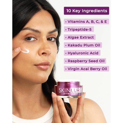 SKINLURE Hydrating Face Moisturizer with Vitamin C & Hyaluronic Acid | Anti Aging Facial Moisturizer for Dry Sensitive Skin | Revive Face Moisturizer w/Algae Extract, Peptides, and Nourishing Oils