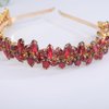 Teyglen Rhinestone Wedding Headband Crystal Headpiece Bridal Headband Tiara Red Rhinestone Hair Band Hoop Wedding Hair Accessories for Women Girl (Wine red)