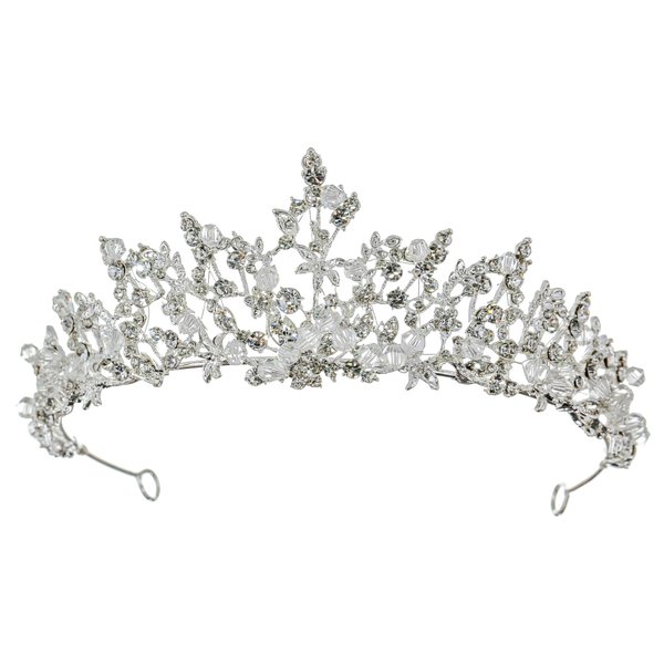 Samky Bride's Crystal Wedding Tiara Crown Bridal Rhinestone Headpiece Hair Accessories for Woman