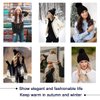 Qlenkay Beanie Hat with Long Wavy Curly Hair Extensions Knit Black Cap Attached 20inch Synthetic Wig Detachable Hairpiece Warm Pom for Women Winter Ginger Blonde Mix Bleach Blonde