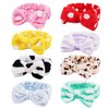 AMCAMI 8 Pack Spa Headband for Women, Makeup Headband Coral Fleece Non-Slip Bow Hair Band for Washing Face Facial Mask Shower Headband for Women Girls
