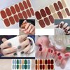 WOKOTO 20 Sheets Solid Color Nail Art Polish Wraps Stickers Strips Set with 1Pc Nail File Self-Adhesive Adhesive Nail Decals Manicure Tips
