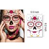 Kotbs 9 Sheets Day of the Died Skeleton Face Tattoo Stickers, Glitter Red Roses Temporary Tattoos for Men and Women - Halloween Costume Accessories and Party Favors