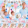Cat Birthday Decorations, 146Pcs Cat Birthday Party Supplies-Serves 24 Cat Party Disposable Tableware with Cat Party Plates Cups Napkins Tablecloth Balloons for Kitten Girls Birthday Party Decorations