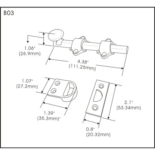 QCAA Solid Brass Dutch Door Bolt, 4", Polished Brass, Made in Taiwan, 1 Pack