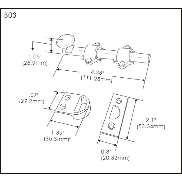 QCAA Solid Brass Dutch Door Bolt, 4", Polished Brass, Made in Taiwan, 1 Pack