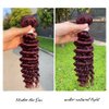REMY HAIR Human Hair Bundles Red Deep Wave Bundles Colored #99j Burgundy Deep Weave One Bundle 18 Inch Brazilian Virgin Human Hair Extensions for Black White Women