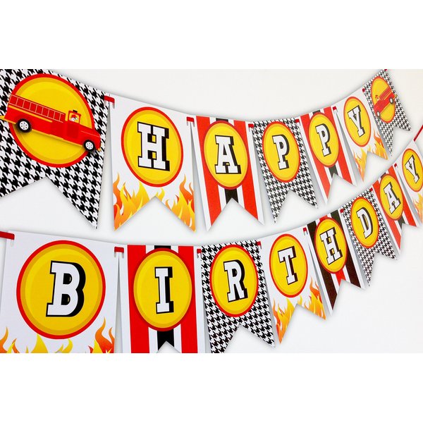 POP parties Fireman Party Happy Birthday Banner