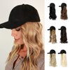 AynnQueen Baseball Cap with Hair Extensions for Women Adjustable Hat with Synthetic Hair Attached 24inch Long Wavy Hair Black Baseball Cap (Dark Brown)