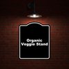 Organic Veggie Stand BLACK Minimalist Aluminum Composite Sign 8.5 x 10 inches