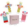 Infant Rattle Toys 0 to 3 Years, Baby Wrist Rattle Foot Finder Socks Set, Birthday Holiday Present for Newborn Boy Girl 0/3/4/6/7/8/9/12/18/24/36 Months Kids Toddler, Gift Box Package (4A-Pink)