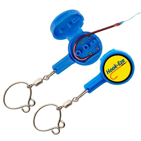 HOOK-EZE 2023 Updated Design Fishing Gear Knot Tying Tool | Pack of 2 | Protect from Fish Hooks | Tie Fishing Knots Easily | Cool Gadgets | Ice & Fly Fishing Gifts for Beginner Anglers - Blue