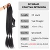 32 Inch Long Braided Ponytail Hair Extensions Wrap Around Ponytail DIY Straight Pony Tails Extensions for Black Women Elastic Ponytail Extensions Girls Magic Paste Ponytail (2#)