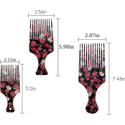 AUEAR, 3 Pack Hair Pick Comb Smooth Fist Hair Picks for Afro Hair Plastic Lift Detangle Hair Comb African Hair Brush Hairdressing Styling for Women and Men