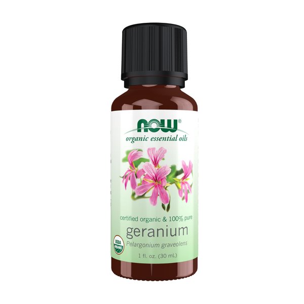 NOW Essential Oils, Geranium Oil, Certified Organic, Soothing Aromatherapy Scent, Steam Distilled, 100% Pure, Child Resistant Cap, 1-Ounce