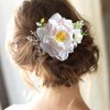 Fangsen Wedding Boho White Rose Flower Hair Clips Floral Hair Accessories for Brides and Bridesmaids Silver (Pink)