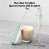 Hemantol Electric Milk Blender, 10000 R/Min, Handheld, Easy To Store Portable, cordless, Removable Stainless Steel Blender, Lattes, Coffee, Mixing Drink, Batteries Not Included (DEEP Light green)