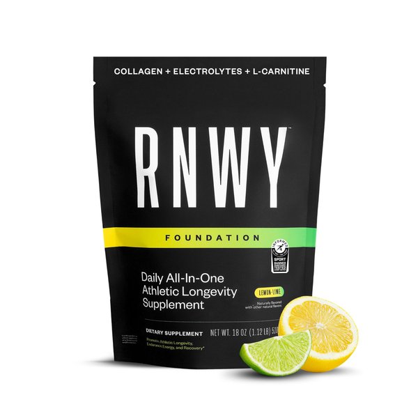 RNWY Foundation Supplement:Collagen, Joint Support, Hydration, Electrolytes, Lemon-Lime Protein Powder for Post-Workout Recovery with Multivitamin, 30 Servings, No Sugar Added