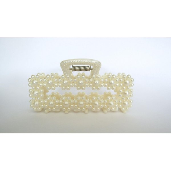 Generic Rectangle flower faux pearl acrylic hair claw clip