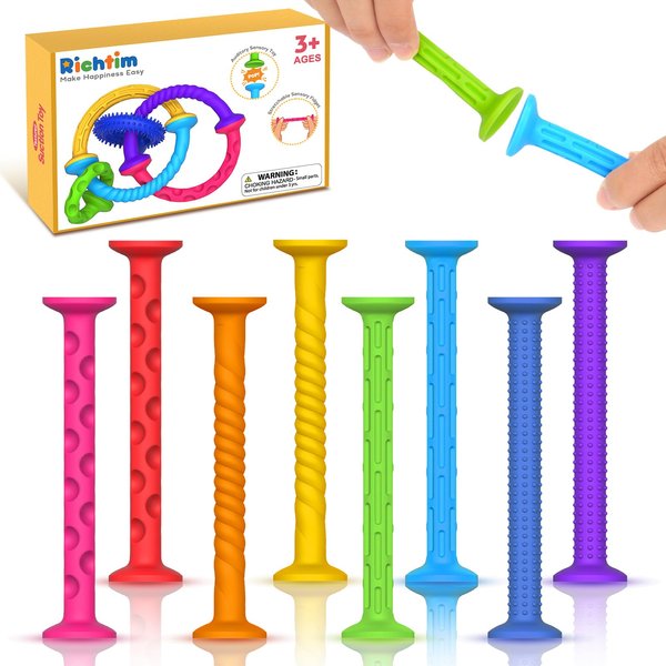 Textured Toys Sensory Autism Toy for Kids : 8 Pack Sensory Toys for Classroom School Education - Suction Toys for Window - Fidget Toys for Autistic Travel