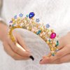 YBSHIN Rhinestone Headband Gold Crystal Hair Band Pearl Hair Hoop Wedding Headpiece Bridal Headwear for Women and Girls