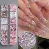 12 Grids Hexagon Nail Art Glitter Holographic Mermaid Nail Glitter Sequins Pink Heart Nail Sequins Chunky Shiny Star Nail Art Supplies Nail Glitter Powder for Women DIY Acrylic Nail Decoration