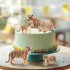 Toymany 6PCS Realistic Tigers Figurines with Tiger Cubs, 2-6" Jungle Animals Figures Family Set, Educational Toy Cake Toppers Christmas Birthday Gift for Kids Toddlers