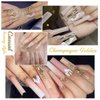 4 Boxes Champagne Nail Rhinestones Glitters Kit, 24 Shapes K9 Glass Champagne Golden Gems Flatback Round Stones Diamonds Crystals Nail Art Supplies Nail Charms for Acrylic Nails Faces Body DIY Crafts