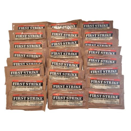 First Strike Energy Bars, Full Size (2.3 oz.) Vitamin Fortified Nutritious Energy Bars - Authentic USGI MRE Dessert component available in 6, 12, 24, 48 and 100 Packs (24, Apple Cinnamon)
