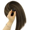 Full Shine Sew In Hair Extensions Real Human Hair Genius Weft Hair Extensions Hand Tied Extensions Real Hair Darkest Brown To Light Brown Mix Darkest Brown Hair Extensions Straight Weft 60G 20 Inch