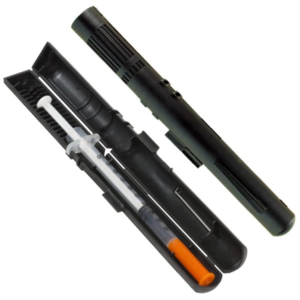 GMS Syringe Case - Portable Travel Insulin Carrying Case for Pre-filled Syringes (2 Pack) (Black)