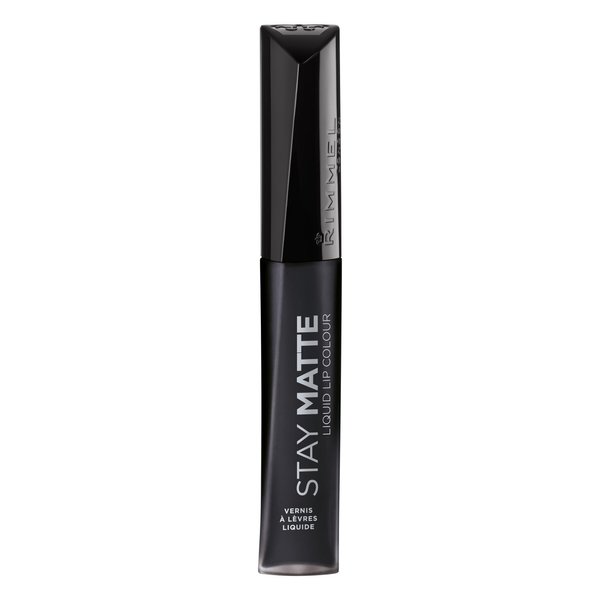 Rimmel London Stay Matte Liquid Lip Color with Full Coverage Kiss-Proof Waterproof Matte Lipstick Formula that Lasts 12 Hours - 840 Pitch Black, .21oz