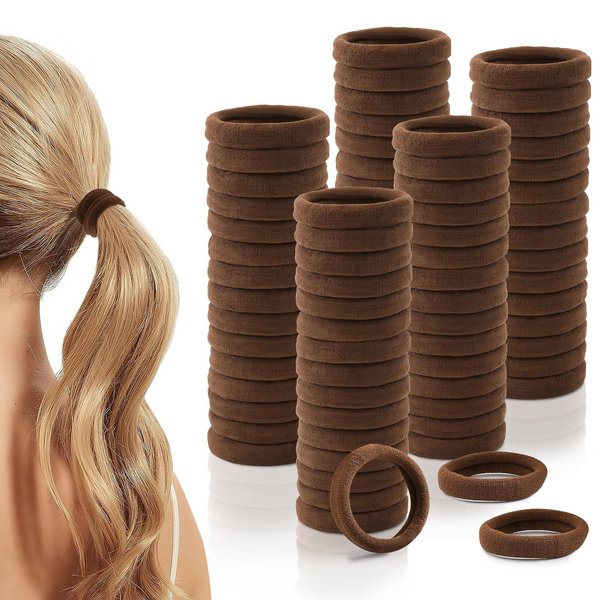 100Pcs Hair Ties, Seamless Hair Ties for Thick Thin Hair, High Elastic Hair Ties for Curly Hair, 2.36 inch Ponytail Holders, No Damage Hair Accessories（Black）