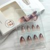 ZASKHLD Gradient Brown Chrome Press on Nails Medium Almond Fake Nails Glossy Brown coffin False Nails with Mirror Metal Design Ombre Acrylic Glue on Nails for Women Girls Manicure Nail Decor 24Pcs