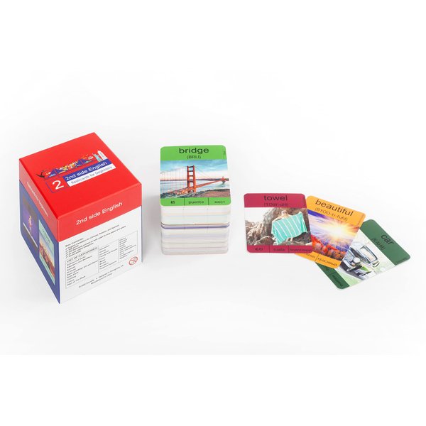 2nd side NEW-2nd Side English Flash Cards for Beginners, for Adults and Kids, 500 Most Used Words English, First Words, Nouns and