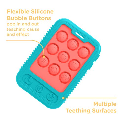 Nuby Cell Phone Popper Sensory Play Teether Toy - 3+ Months, 1pk Assorted Neutral Colors