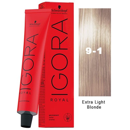 Schwarzkopf Professional Igora Royal Permanent Hair Color (with Sleek Tint Brush) (9-1 Extra Light Ash Blonde)