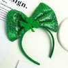 St. Patrick's Day Headbands for Women Girls Kids, Shamrock Green Sequin Bow Headband Clover Hair Hoop Cute Hair Accessories for St. Patrick's Day Decorations Parade Costume Party Supplies 1PCS