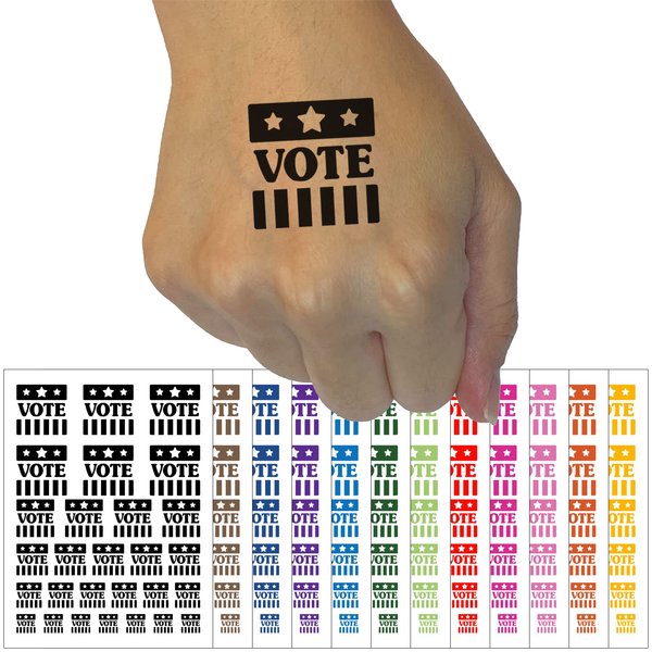 Vote Stars and Stripes Voting Patriotic Temporary Tattoo Water Resistant Fake Body Art Set Collection - Orange (One Sheet)