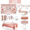 Trgowaul 18th Birthday Decorative Balloon Set Women's Arch, Rose Gold 18th Birthday Banner and Party Tablecloth, Belt and Tiara, Pink Gold 18th Balloon, Pink Birthday Cake Top, Latex Balloon * 60