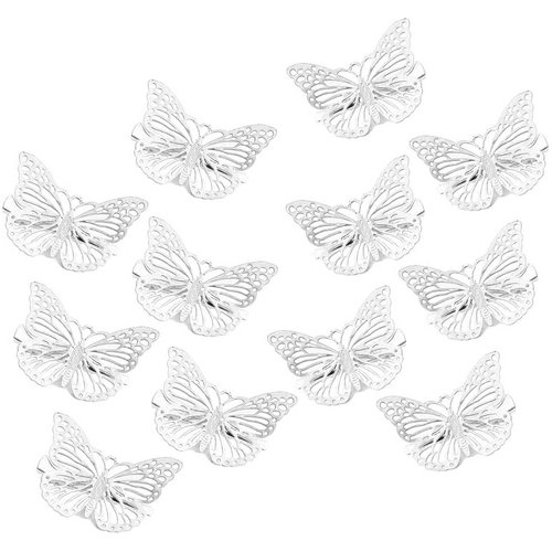 Butterfly Hair Clips, 12 Pieces Cute Metal Butterfly Hair Clips Hair Clip Accessories Hollow Butterfly Hair Clips for Ladies Girls Wedding Brides (Silver)