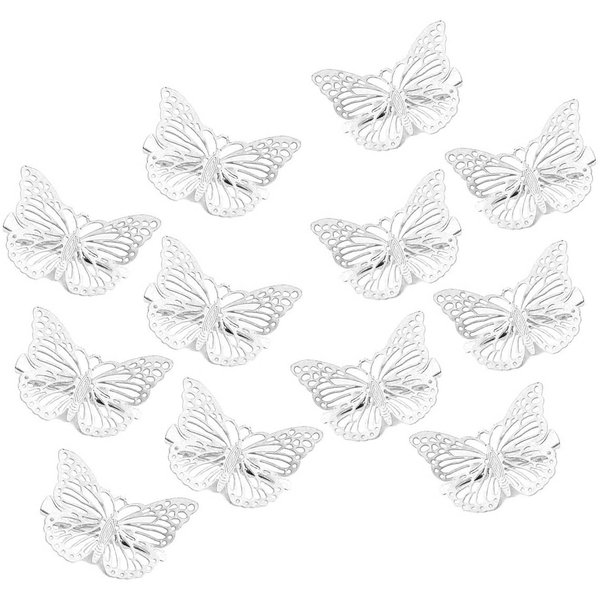 Butterfly Hair Clips, 12 Pieces Cute Metal Butterfly Hair Clips Hair Clip Accessories Hollow Butterfly Hair Clips for Ladies Girls Wedding Brides (Silver)