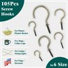 EIENHOSHI Cup Hooks, Bronze, Screw in Hooks Kit for Hanging(1/2", 5/8", 3/4", 7/8", 1'', 1-1/4") - 105 Pcs