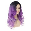 Dai Cloud Ombre Purple Wigs for Women Dark Roots Long Curly Wave Wigs Middle Part Synthetic Halloween Party Wigs